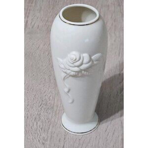 LENOX Rose Blossom Bud Vase with Gold Trim - 7 inches - No Box